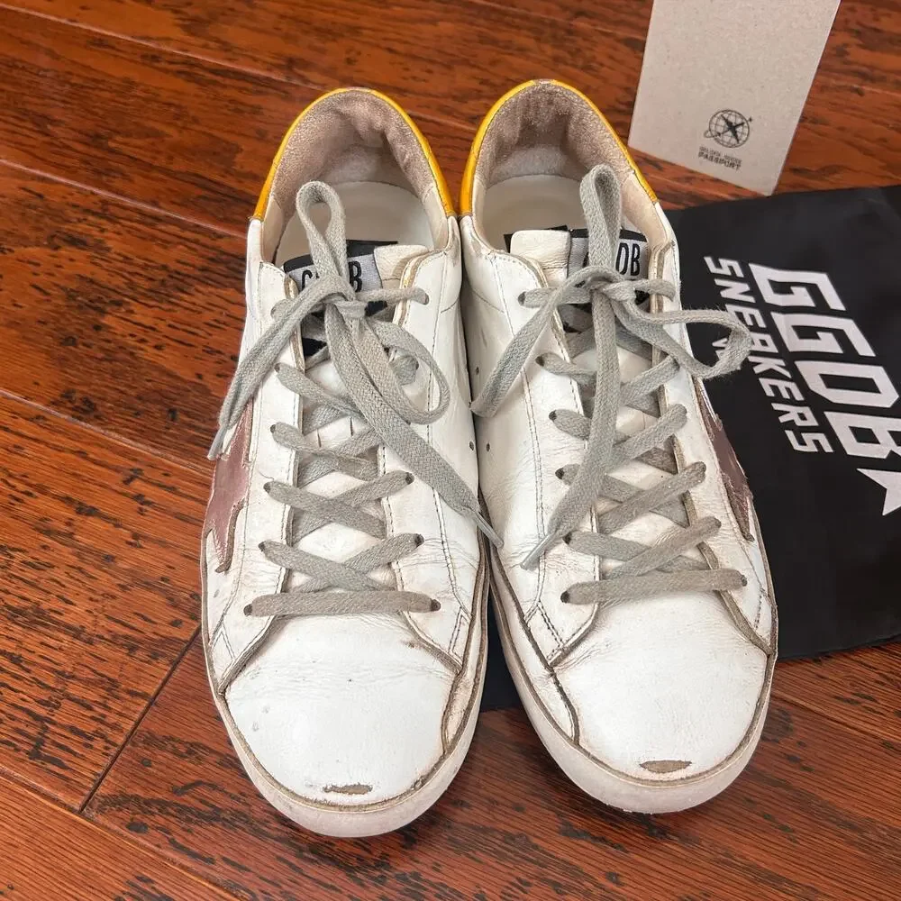 Golden Goose Superstar Sneakers w/Pink Metallic Star and Gold Heel Tab Sz 39 - Picture 7 of 15